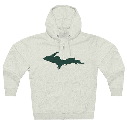 Michigan Upper Peninsula Full-Zip Hoodie (w/ Green UP Outline)