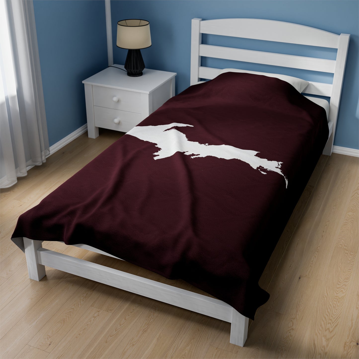 Michigan Upper Peninsula Plush Blanket (w/ UP Outline) | Old Mission Burgundy