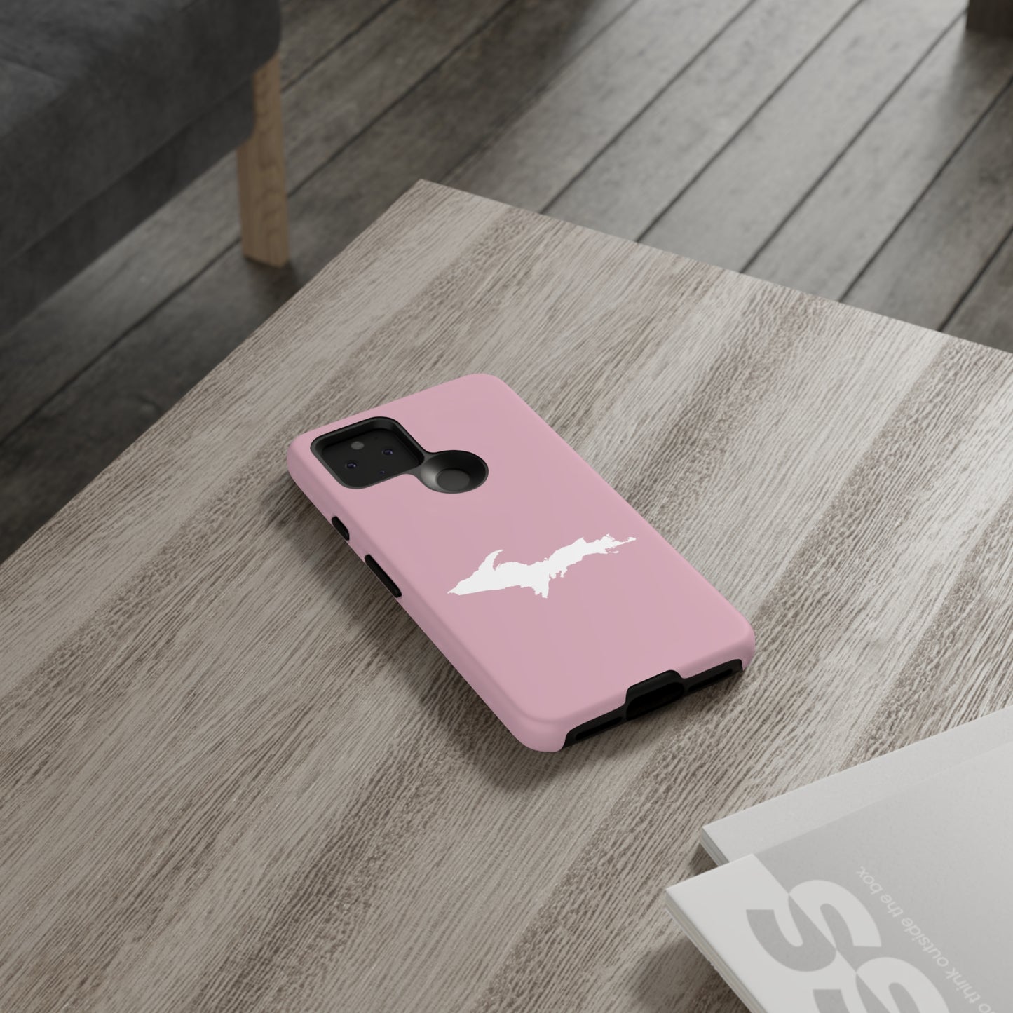 Michigan Upper Peninsula Tough Phone Case (Pink w/ White UP Outline) | Samsung & Pixel Android