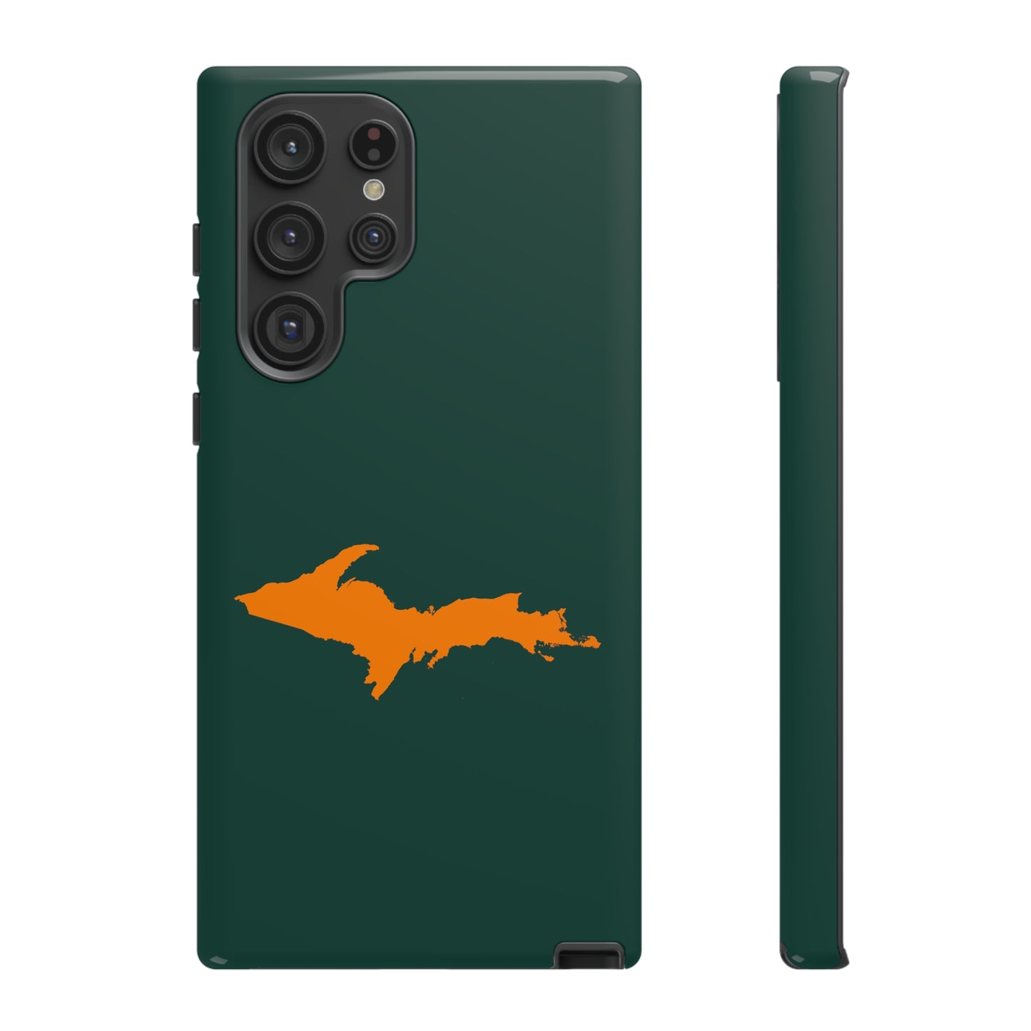 Michigan Upper Peninsula Tough Phone Case (Green w/ Orange UP Outline) | Samsung & Pixel Android