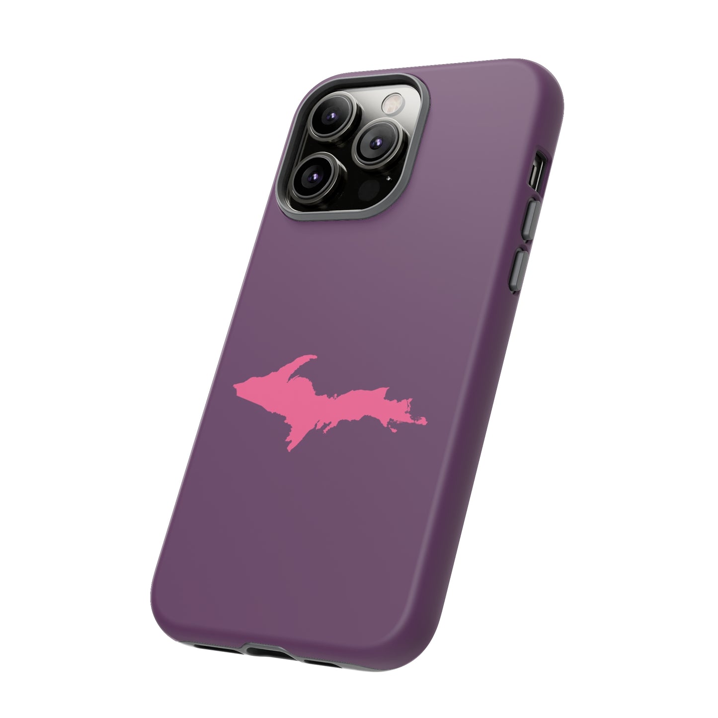 Michigan Upper Peninsula Tough Phone Case (Plum w/ Pink UP Outline) | Apple iPhone