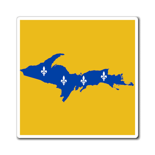 Michigan Upper Peninsula Square Magnet (Gold w/ UP Quebec Flag Outline)