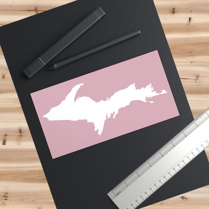 Michigan Upper Peninsula Bumper Sticker (w/ UP Outline) | Pink Background