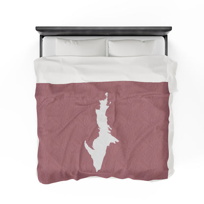 Michigan Upper Peninsula Plush Blanket (w/ UP Outline) | Cherry Blossom Pink