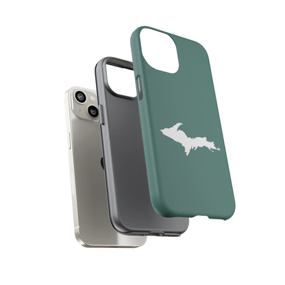 Michigan Upper Peninsula Tough Phone Case (Copper Green w/ UP Outline) | Apple iPhone