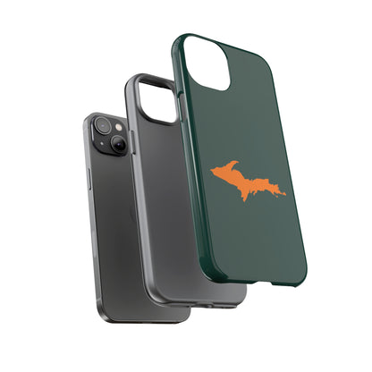 Michigan Upper Peninsula Tough Phone Case (Green w/ Orange UP Outline) | Apple iPhone