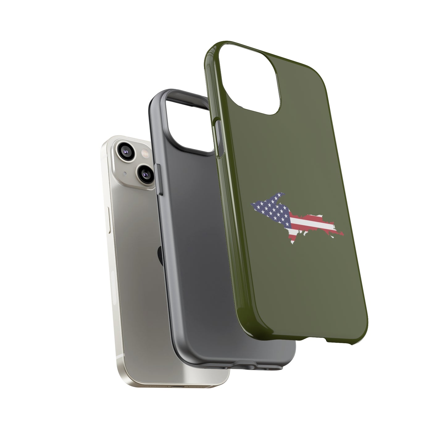 Michigan Upper Peninsula Tough Phone Case (Army Green w/ UP USA Outline) | Apple iPhone