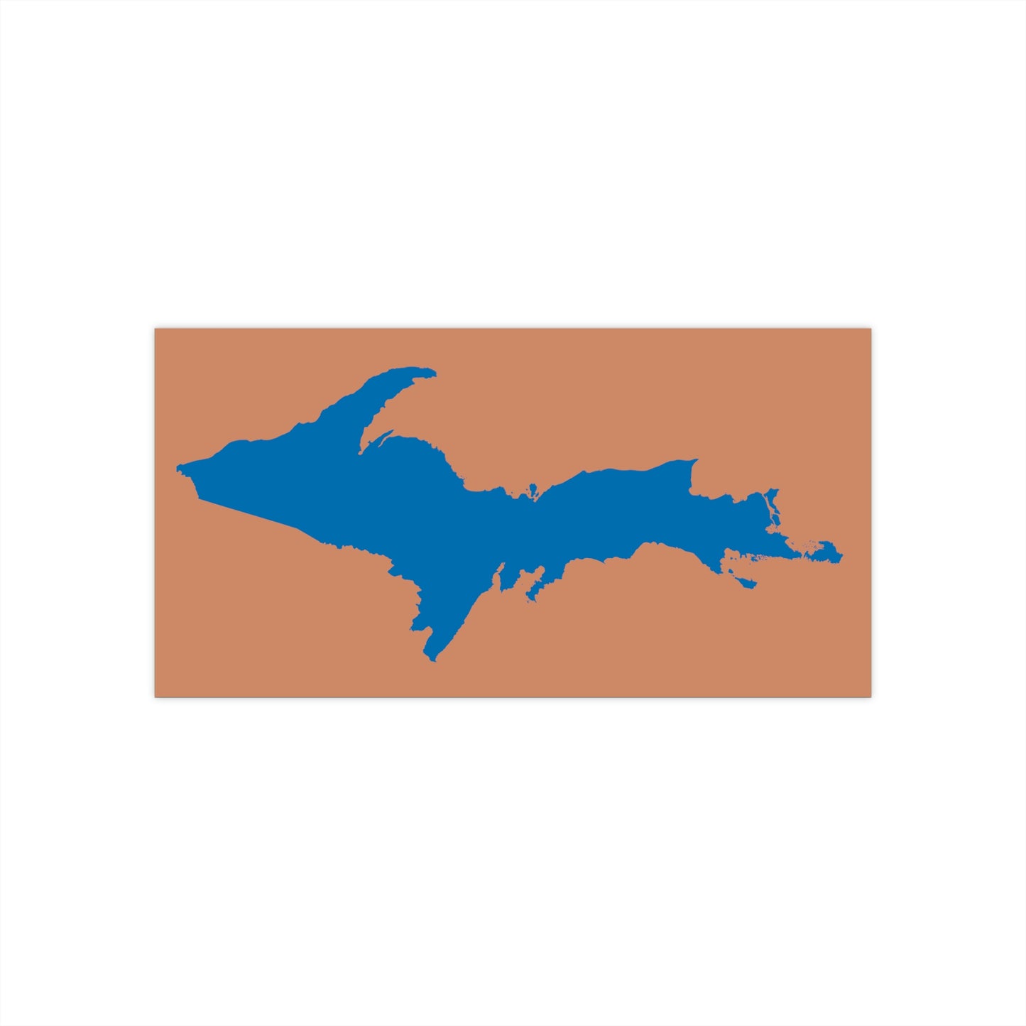 Michigan Upper Peninsula Bumper Sticker (w/ Azure UP Outline) | Copper Color Background