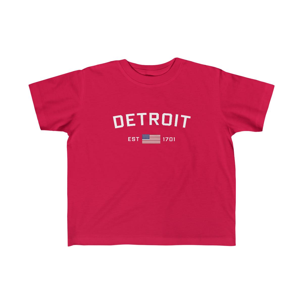 'Detroit EST 1701' T-Shirt (w/USA Flag Outline) | Toddler Short Sleeve - Circumspice Michigan