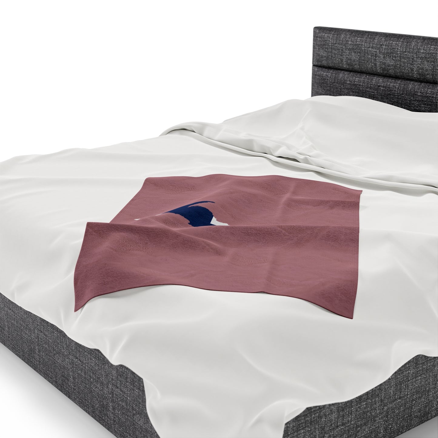 Michigan Upper Peninsula Plush Blanket (w/ UP Finland Flag Outline) | Cherry Blossom Pink