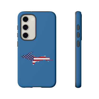 Michigan Upper Peninsula Tough Phone Case (Lake Superior Blue w/ UP USA Flag Outline) | Samsung & Pixel Android