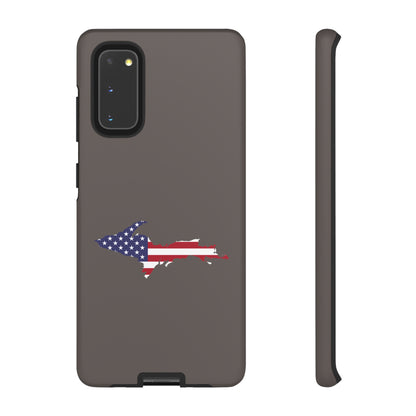 Michigan Upper Peninsula Tough Phone Case (Warren Tank Grey w/ UP USA Flag Outline) | Samsung & Pixel Android