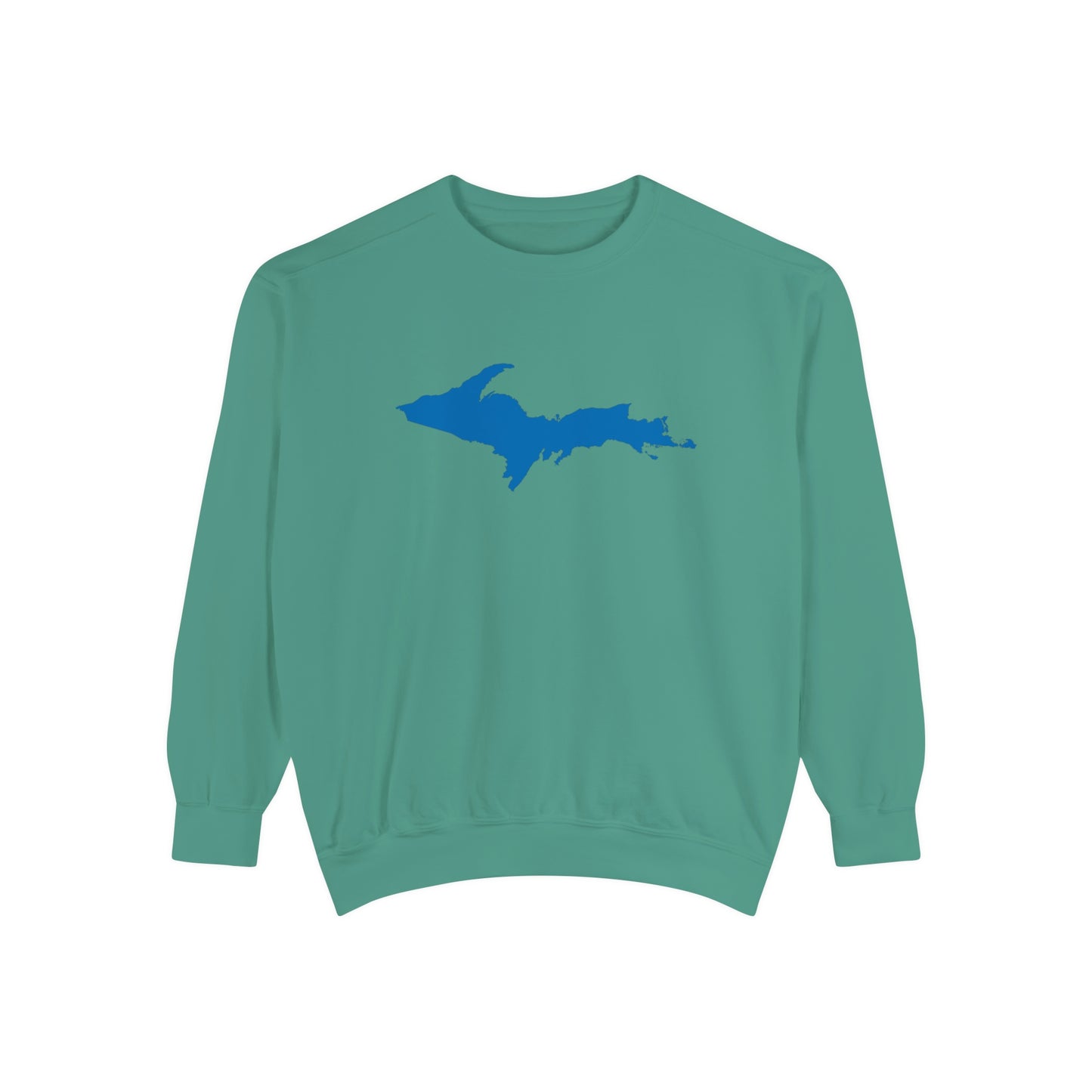 Michigan Upper Peninsula Sweatshirt (w/ Azure UP Outline) | Unisex Garment Dyed