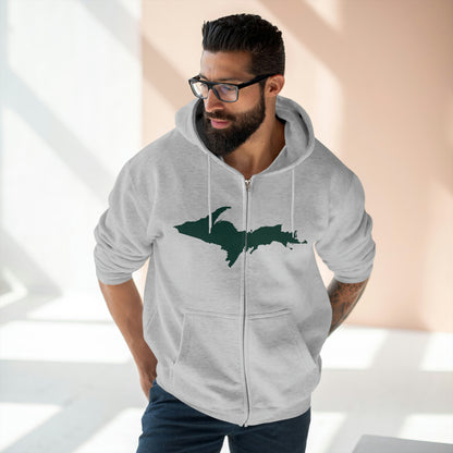 Michigan Upper Peninsula Full-Zip Hoodie (w/ Green UP Outline)