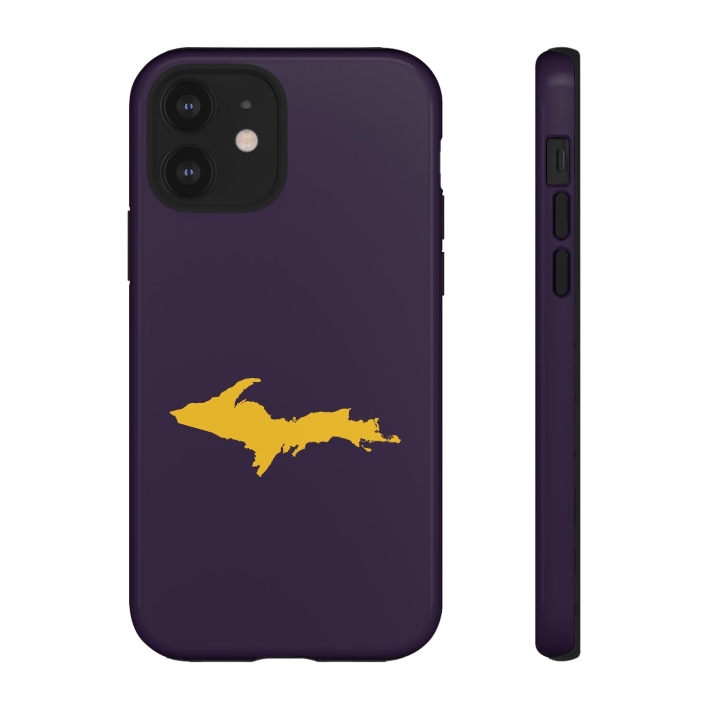 Michigan Upper Peninsula Tough Phone Case (Blackcurrant w/ Gold UP Outline) | Apple iPhone