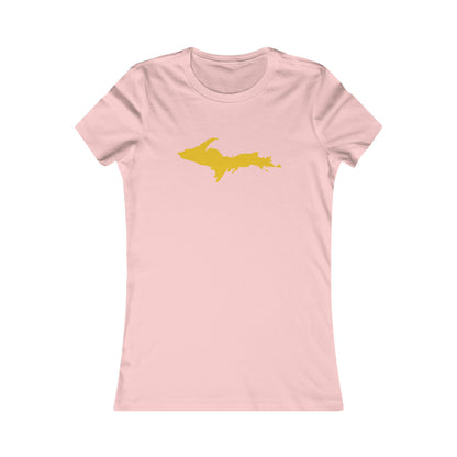 Michigan Upper Peninsula T-Shirt (w/ Gold UP Outline) | Women's Slim Fit