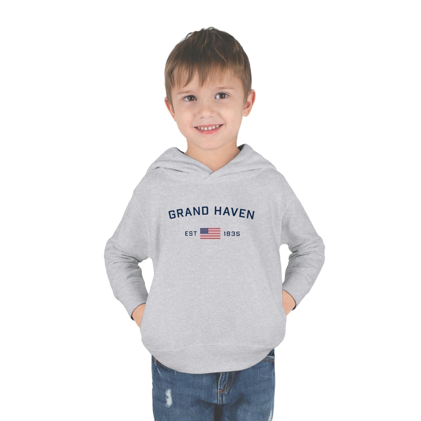 'Grand Haven EST 1835' Hoodie (w/USA Flag Outline) | Unisex Toddler