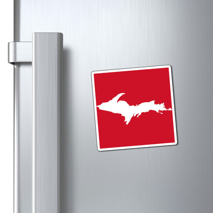 Michigan Upper Peninsula Square Magnet (Red w/ UP Outline)