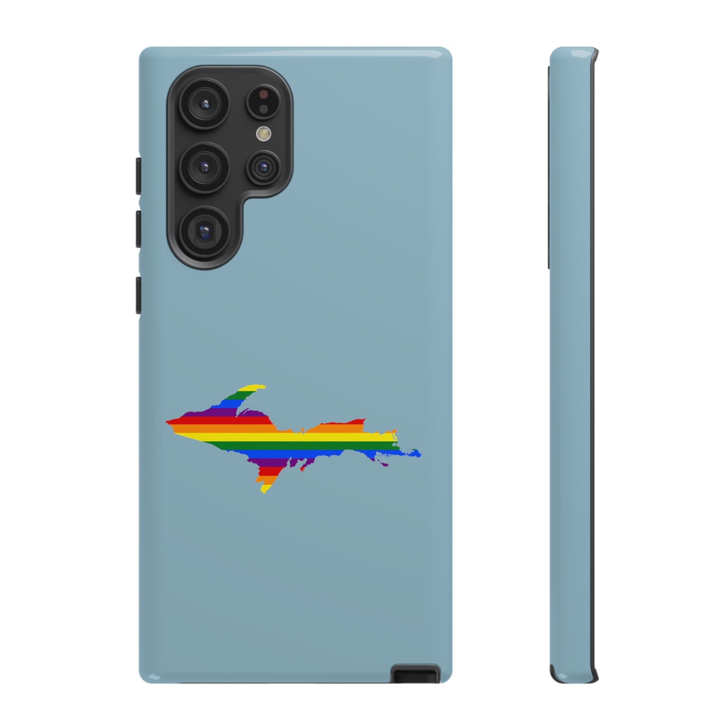 Michigan Upper Peninsula Tough Phone Case (Opal Blue w/ UP Pride Flag Outline) | Samsung & Pixel Android