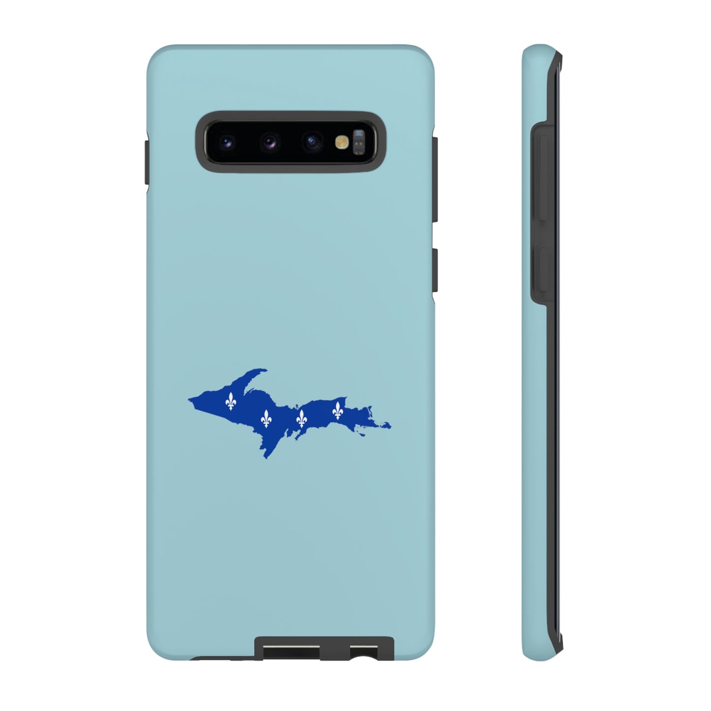 Michigan Upper Peninsula Tough Phone Case ('58 Caddie Blue w/ UP Quebec Flag Outline) | Samsung & Pixel Android