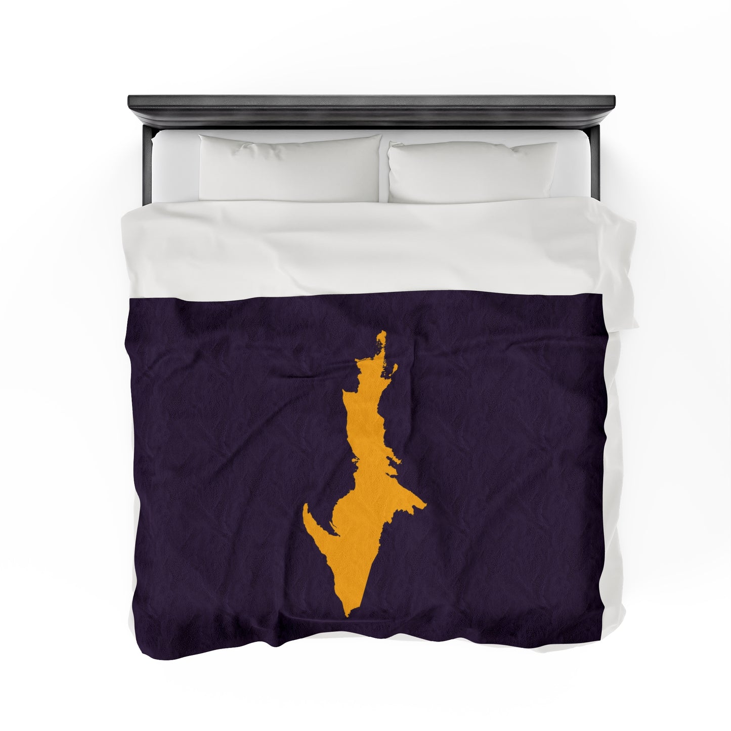 Michigan Upper Peninsula Plush Blanket (w/ Gold UP Outline) | Blackcurrant Color