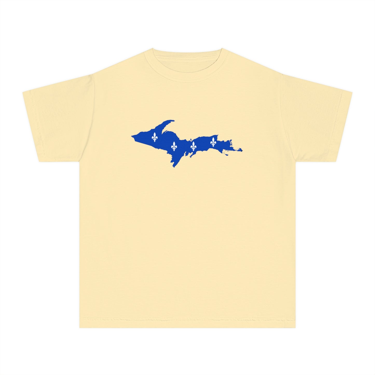 Michigan Upper Peninsula T-Shirt (w/ UP Quebec Flag Outline) | Youth Garment-Dyed