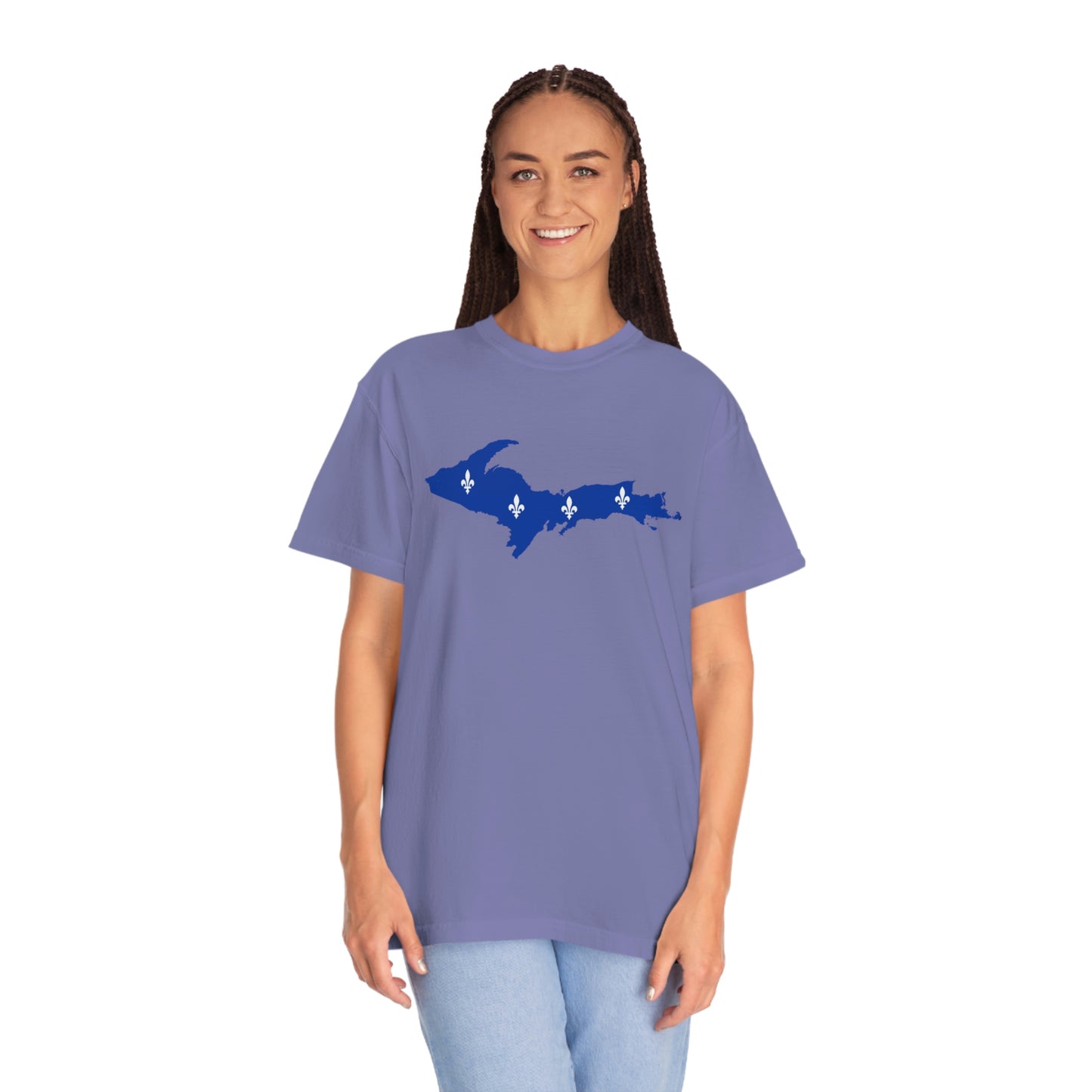 Michigan Upper Peninsula T-Shirt (w/ UP Quebec Flag Outline) | Unisex Garment-Dyed