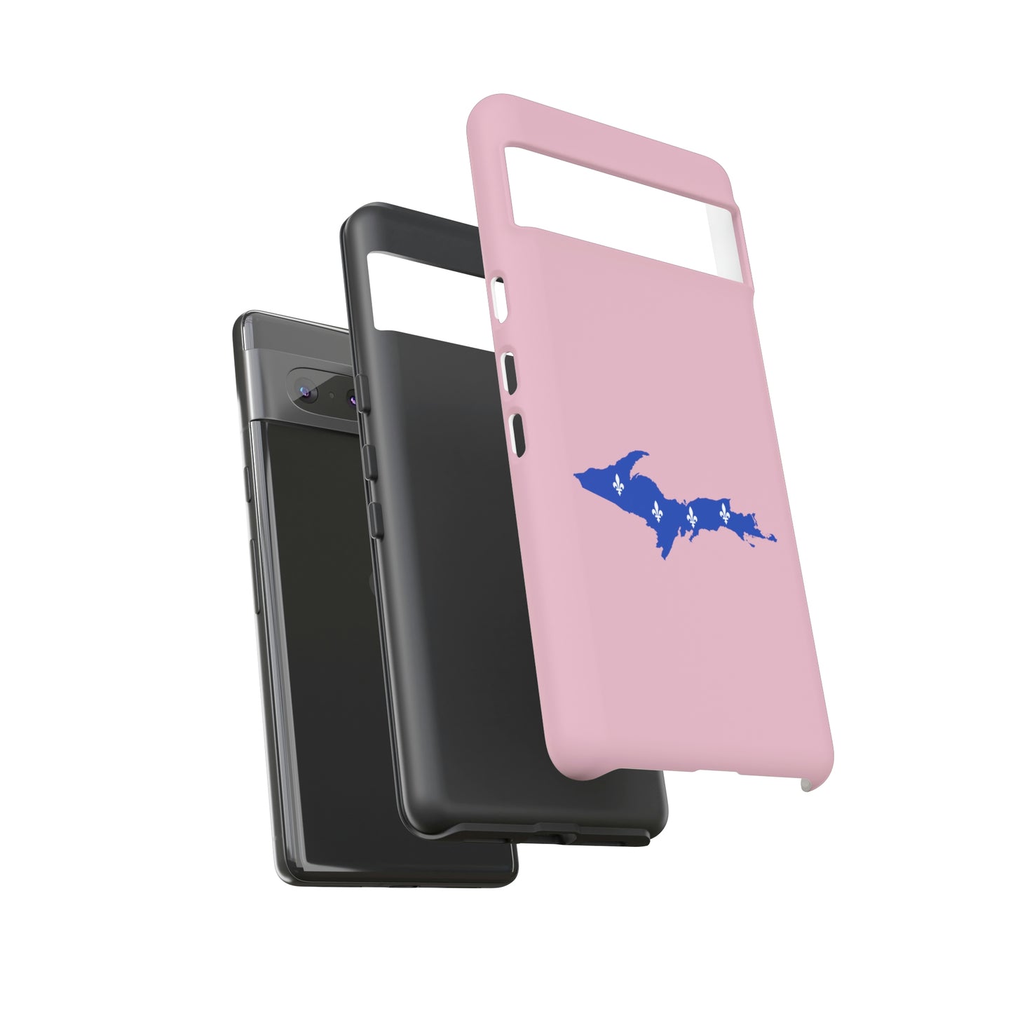 Michigan Upper Peninsula Tough Phone Case (Pink w/ UP Quebec Flag Outline) | Samsung & Pixel Android