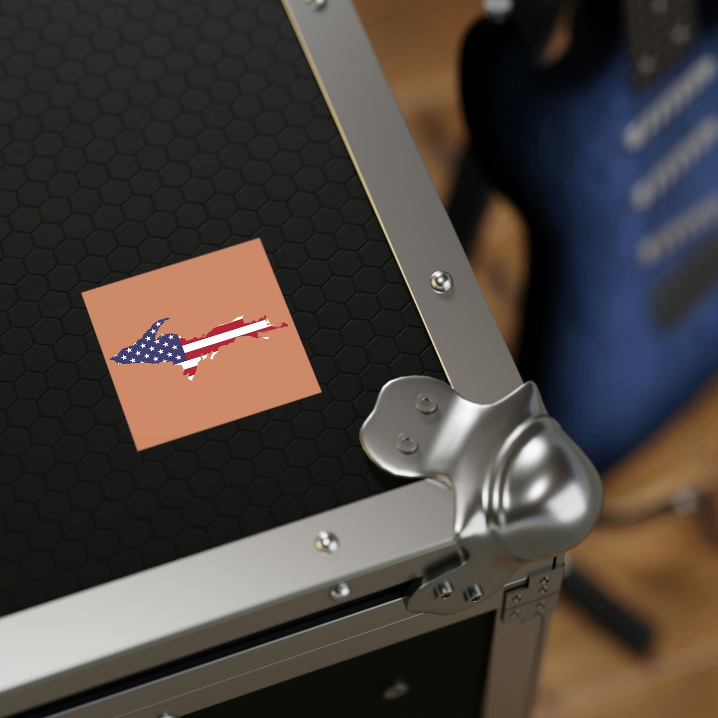 Michigan Upper Peninsula Square Sticker (Copper w/ UP USA Flag Outline) | Indoor/Outdoor