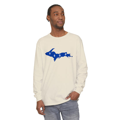 Michigan Upper Peninsula Garment-Dyed T-Shirt (w/ UP Quebec Flag Outline) | Unisex Long Sleeve