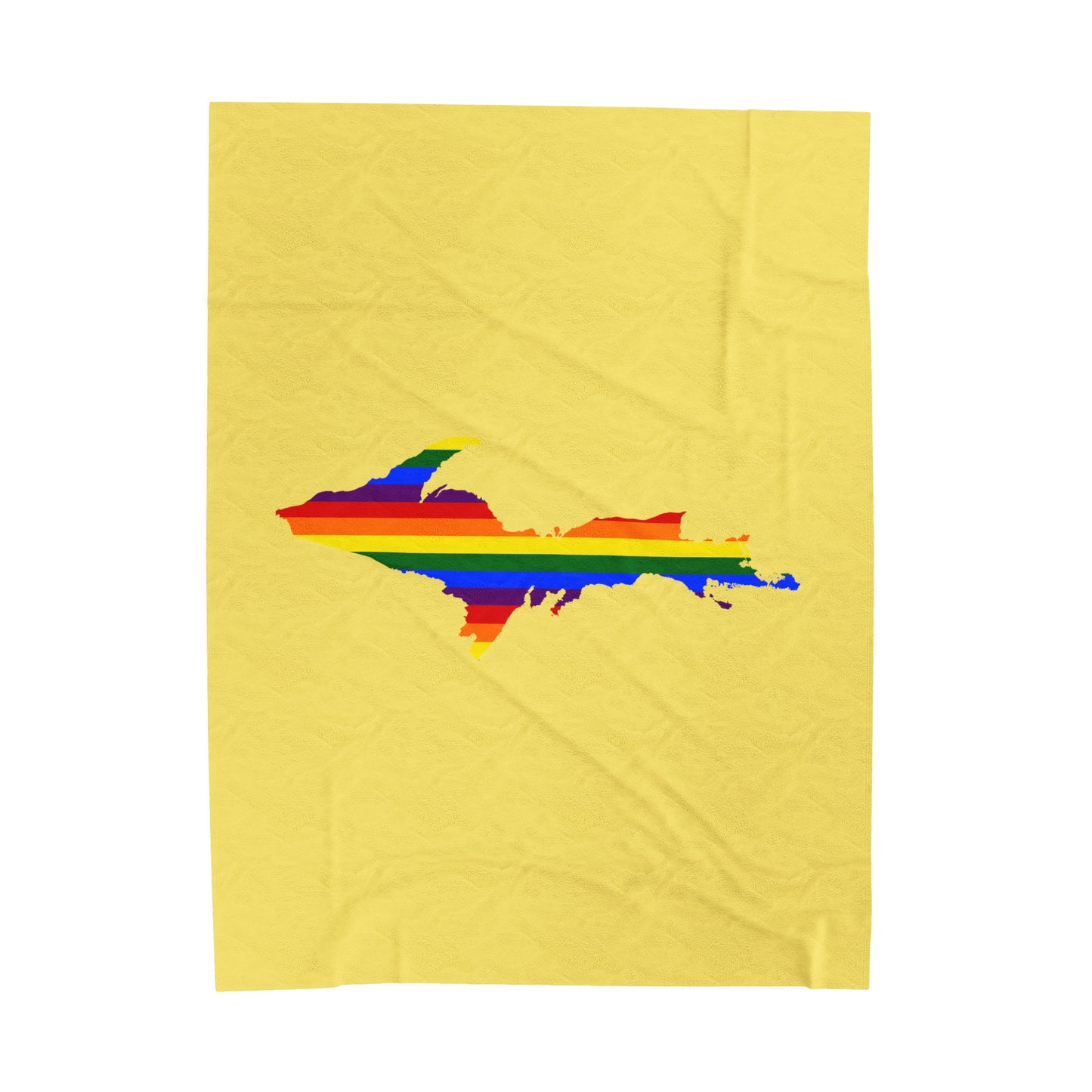 Michigan Upper Peninsula Plush Blanket (w/ UP Pride Flag Outline) | Yellow Cherry