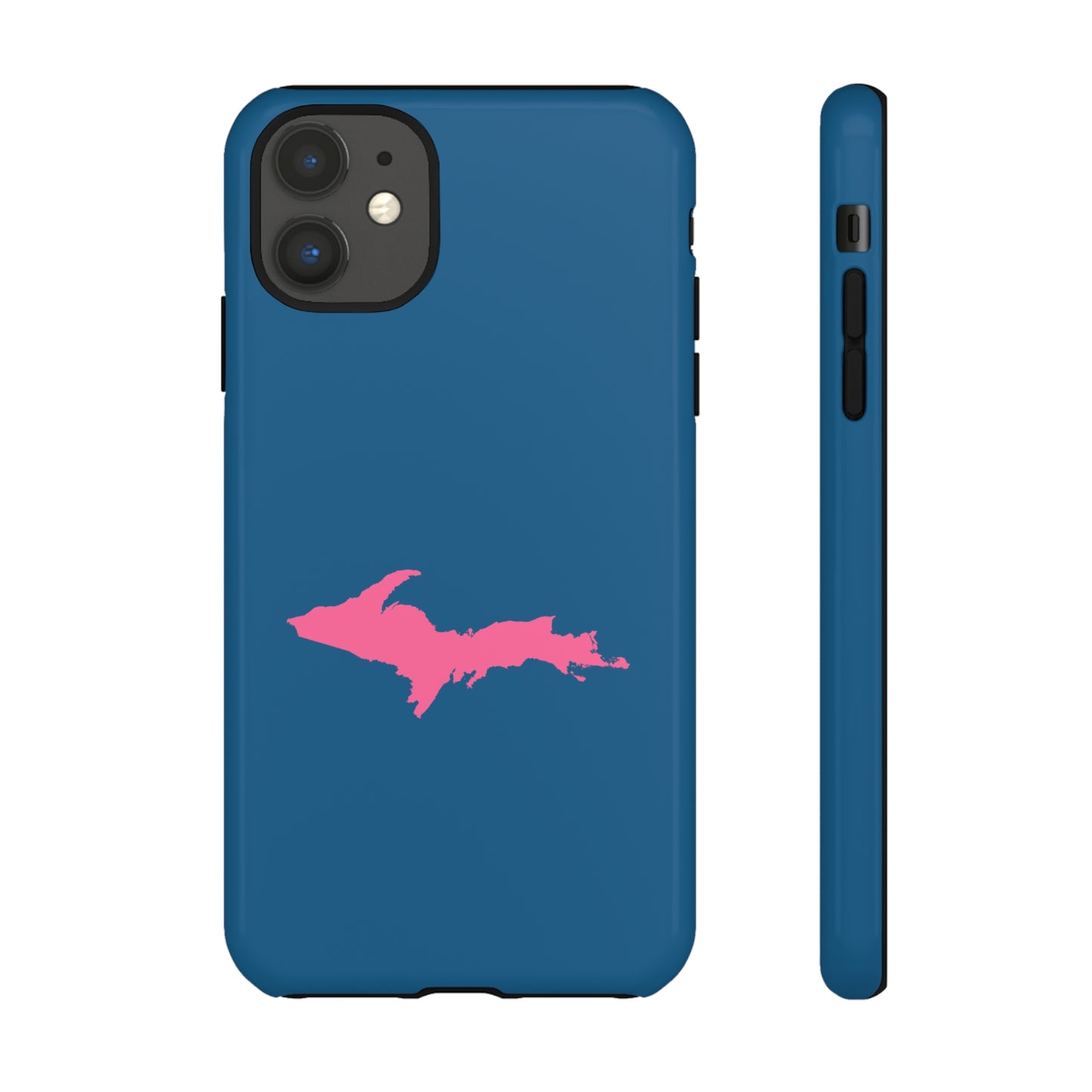 Michigan Upper Peninsula Tough Phone Case (Blueberry w/ Pink UP Outline) | Apple iPhone