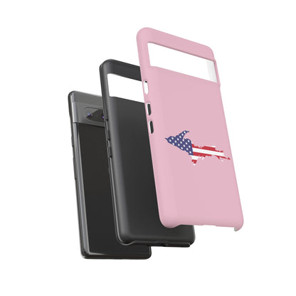 Michigan Upper Peninsula Tough Phone Case (Pink w/ UP USA Flag Outline) | Samsung & Pixel Android