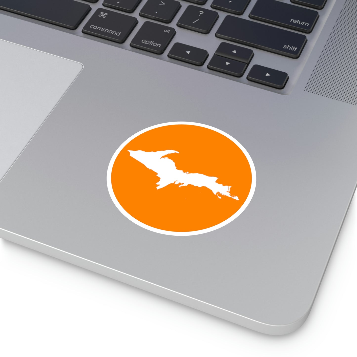 Michigan Upper Peninsula Round Stickers (Orange w/ UP Outline) | Indoor\Outdoor