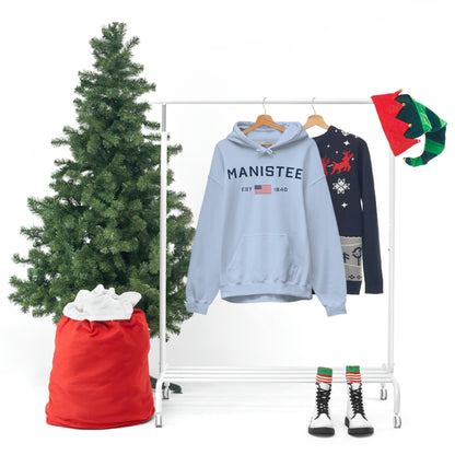 'Manistee EST 1840' Hoodie (w/USA Flag Outline) | Unisex Standard