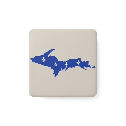 Michigan Upper Peninsula Porcelain Magnet (Canvas Color w/ UP Quebec Flag Outline)