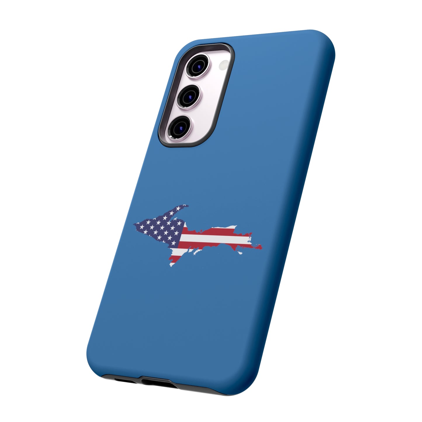 Michigan Upper Peninsula Tough Phone Case (Lake Superior Blue w/ UP USA Flag Outline) | Samsung & Pixel Android