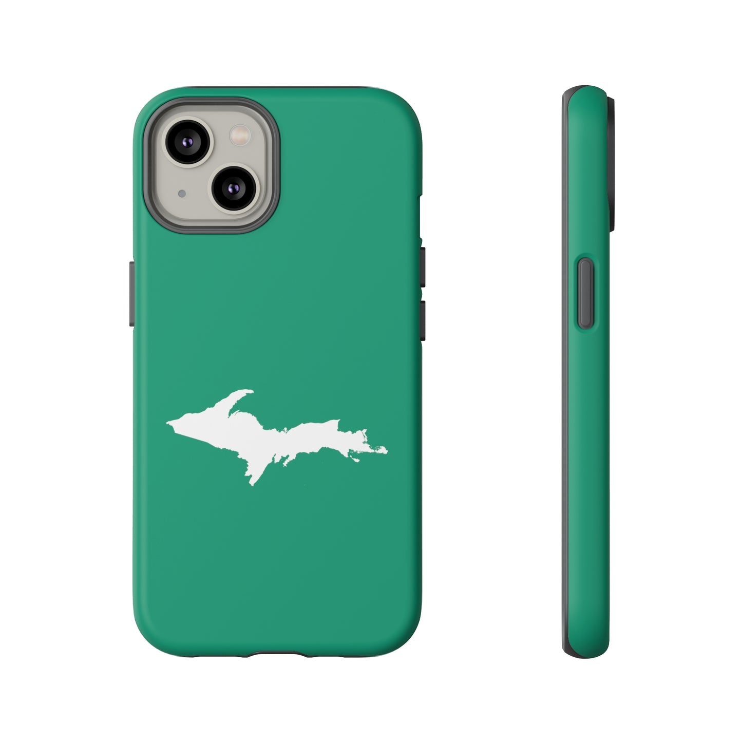 Michigan Upper Peninsula Tough Phone Case (Emerald Green w/ UP Outline) | Apple iPhone