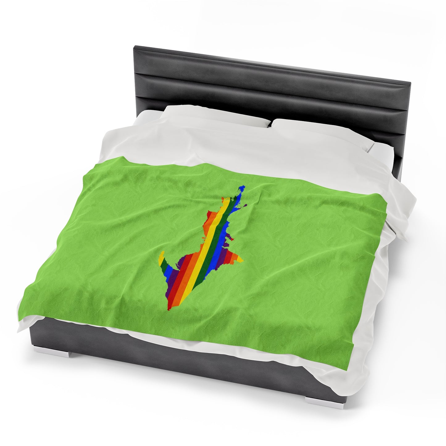 Michigan Upper Peninsula Plush Blanket (w/ UP Pride Flag Outline) | Flash Green