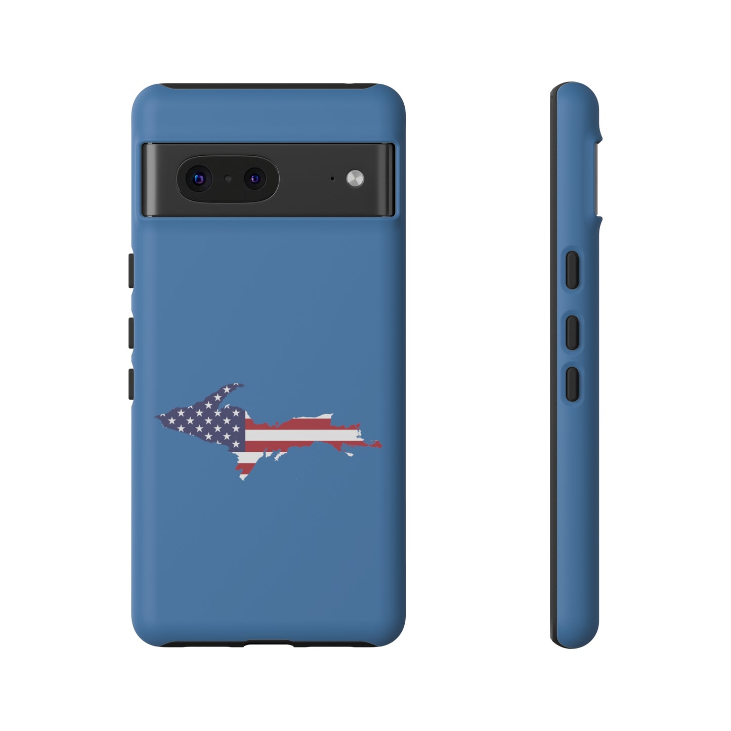 Michigan Upper Peninsula Tough Phone Case (Lake Superior Blue w/ UP USA Flag Outline) | Samsung & Pixel Android