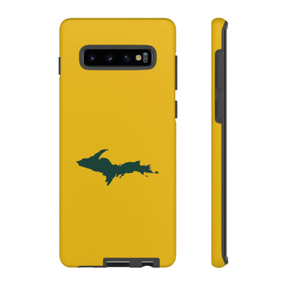 Michigan Upper Peninsula Tough Phone Case (Gold w/ Green UP Outline) | Samsung & Pixel Android