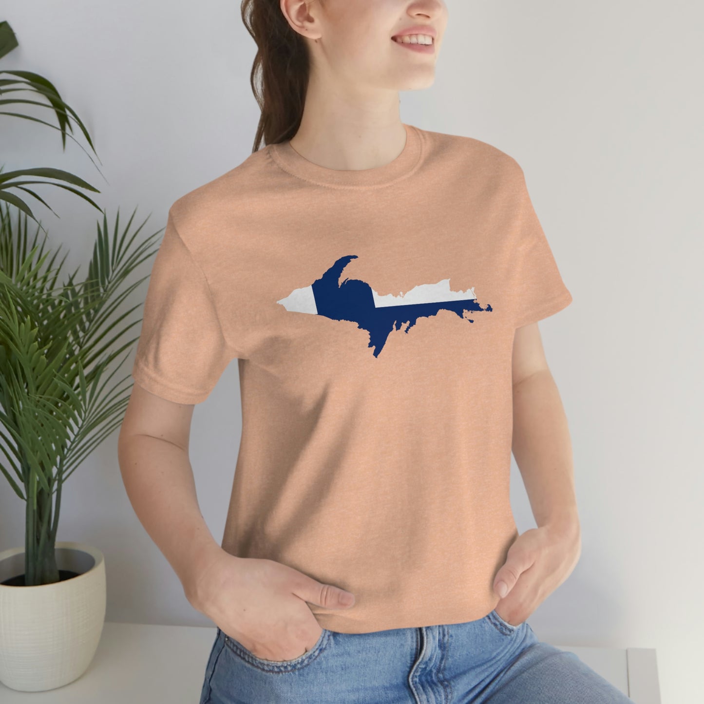 Michigan Upper Peninsula T-Shirt (w/ UP Finland Flag Outline) | Unisex Standard Fit