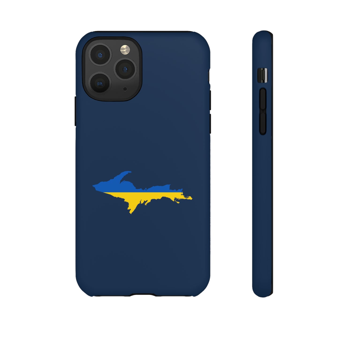 Michigan Upper Peninsula Tough Phone Case (Navy w/ UP Ukraine Flag Outline) | Apple iPhone