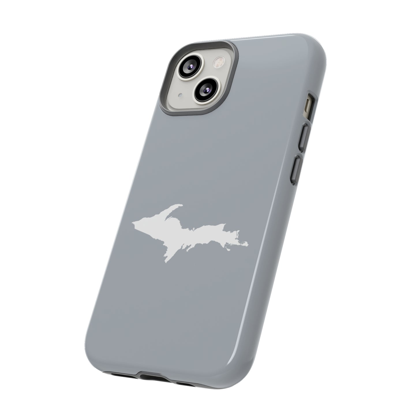 Michigan Upper Peninsula Tough Phone Case (Silver w/ UP Outline) | Apple iPhone