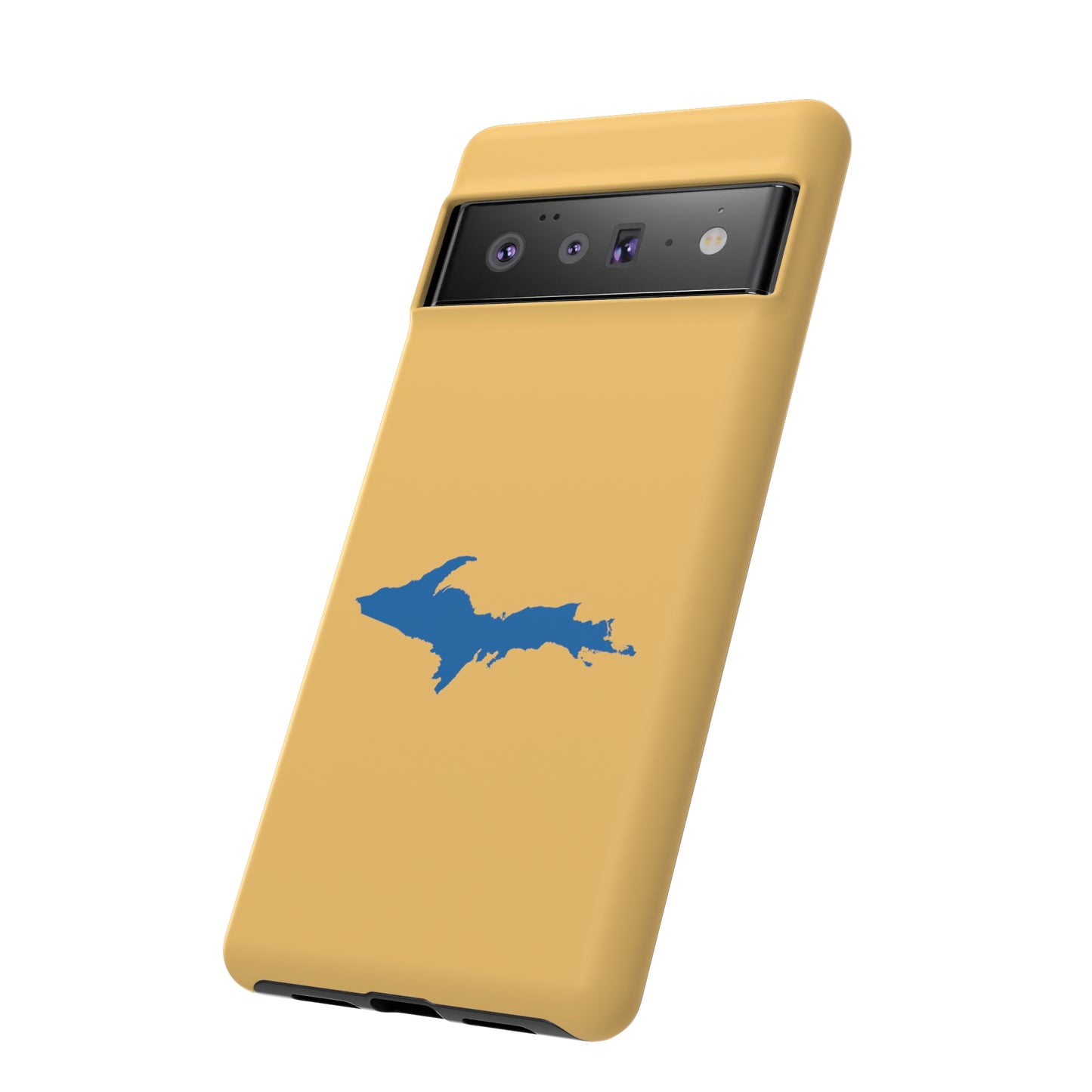 Michigan Upper Peninsula Tough Phone Case (Citrine w/ Azure UP Outline) | Samsung & Pixel Android