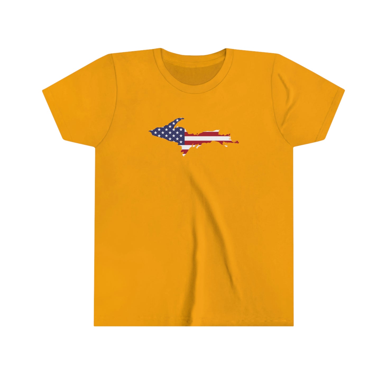 Michigan Upper Peninsula T-Shirt (w/ MI USA Flag Outline) | Youth Short Sleeve