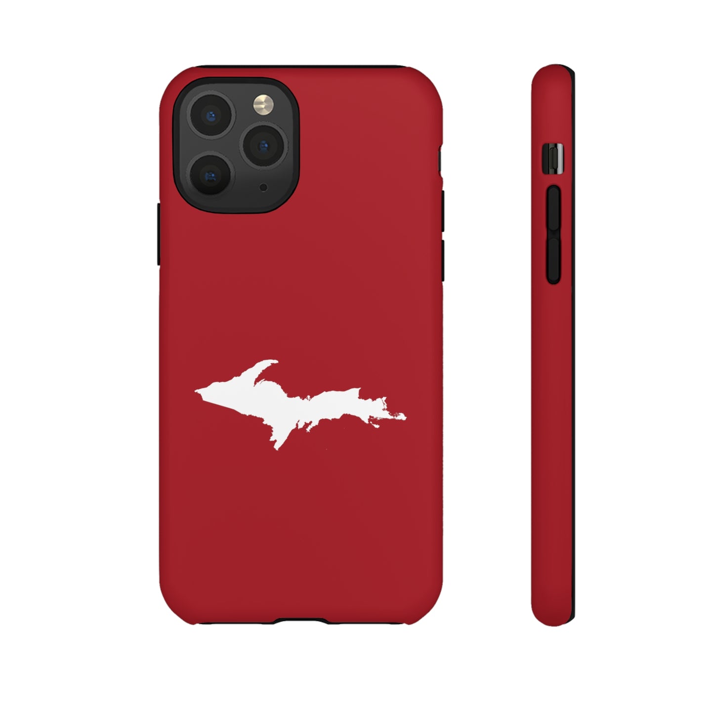 Michigan Upper Peninsula Tough Phone Case (Thimbleberry Red w/ UP Outline) | Apple iPhone