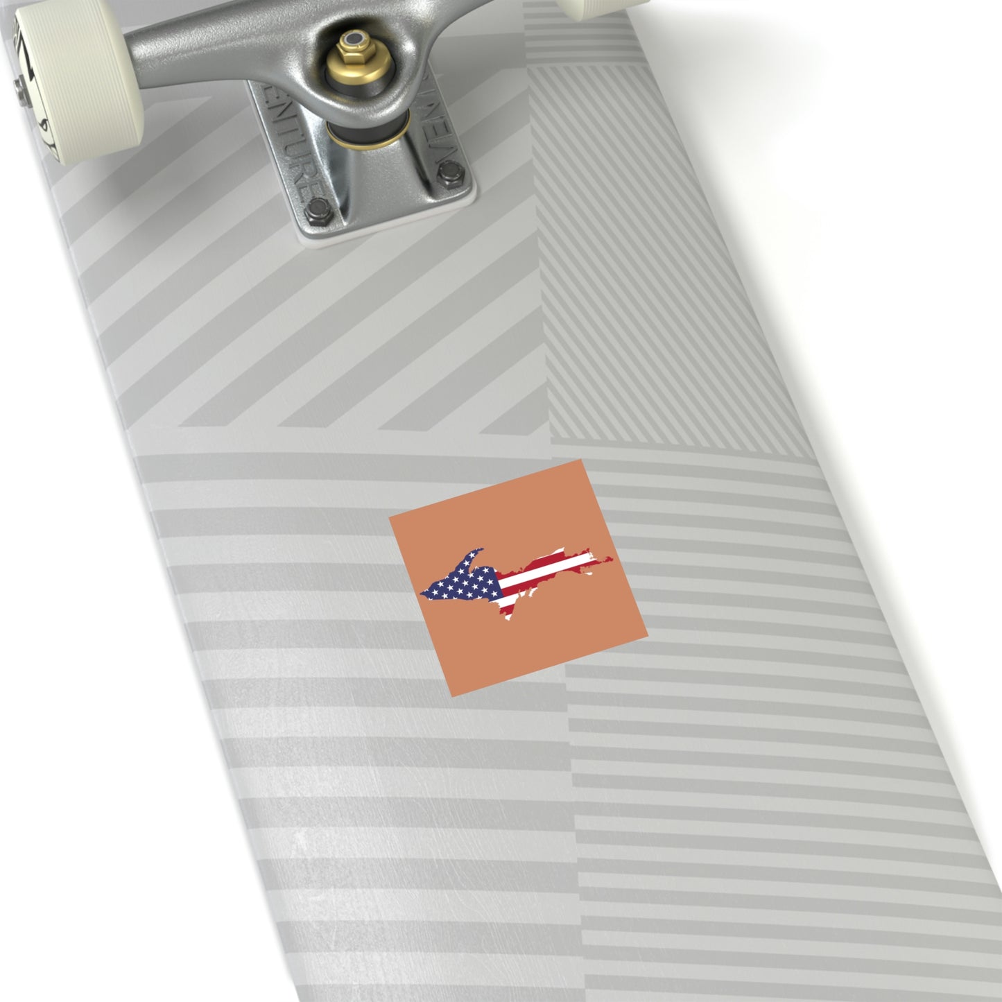 Michigan Upper Peninsula Square Sticker (Copper w/ UP USA Flag Outline) | Indoor/Outdoor