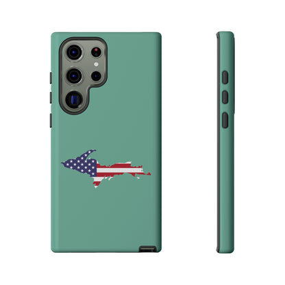 Michigan Upper Peninsula Tough Phone Case ('64 Metallic Mint Green w/ UP USA Flag Outline) | Samsung & Pixel Android