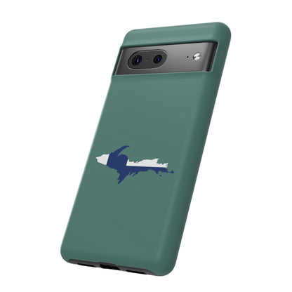 Michigan Upper Peninsula Tough Phone Case (Copper Green w/ UP Finland Flag Outline) | Samsung & Pixel Android